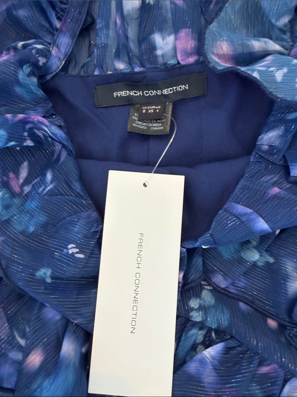 French Connection Navy Floral Ruffle Sundress - Picture 2 of 3